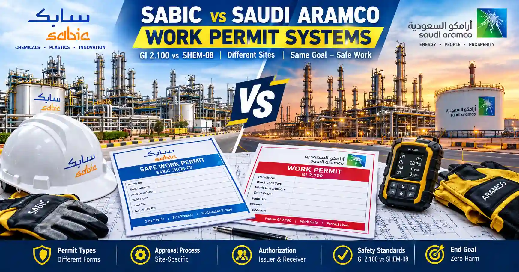 Saudi Aramco vs SABIC work permit systems